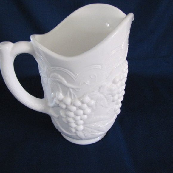 Milk Glass Pitcher Grape Design by Imperial Glass Co 1951 to 1977 - Picture 3 of 4